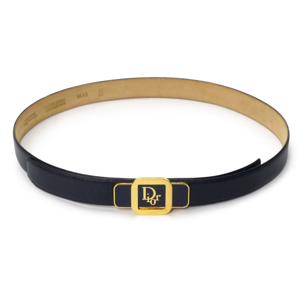 Old Dior　ロゴバックルレザーベルト（濃紺）