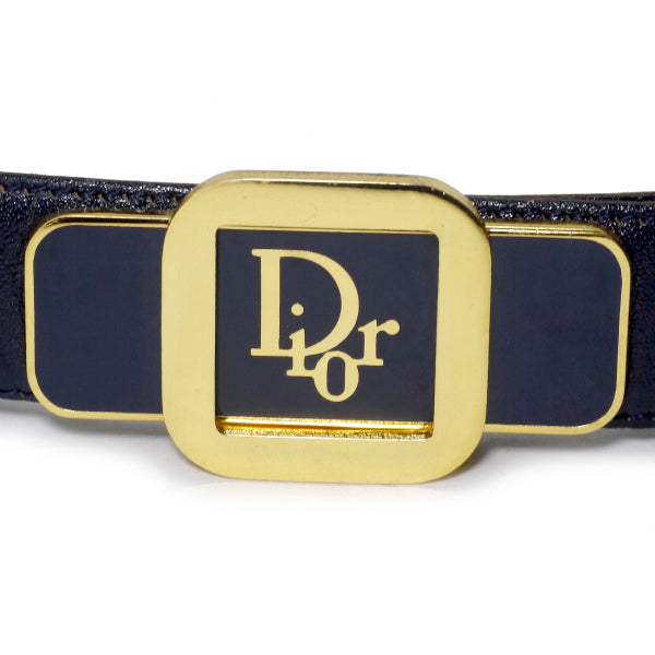 Old Dior　ロゴバックルレザーベルト（濃紺）