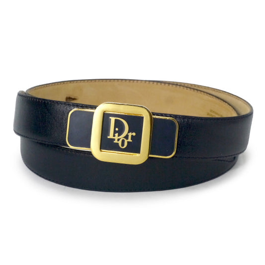 Old Dior　ロゴバックルレザーベルト（濃紺）