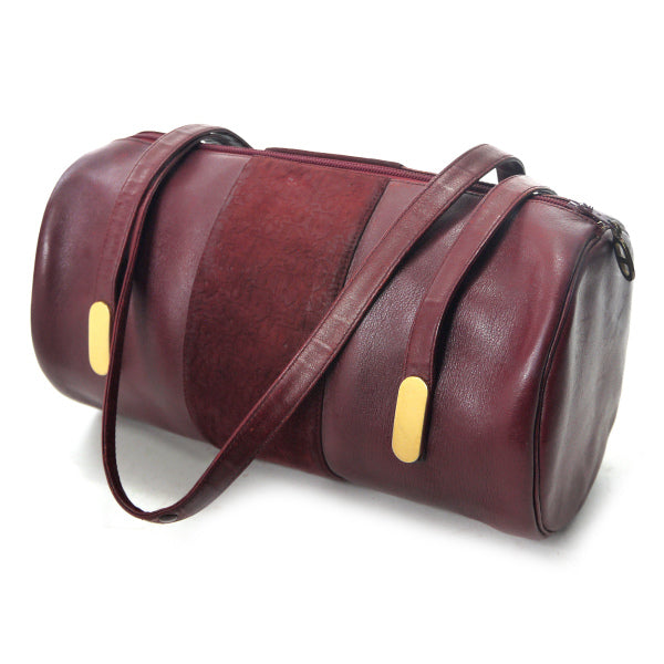 OLD Dior　トロッター柄ドラム型スエードミニボストン（ボルドー）