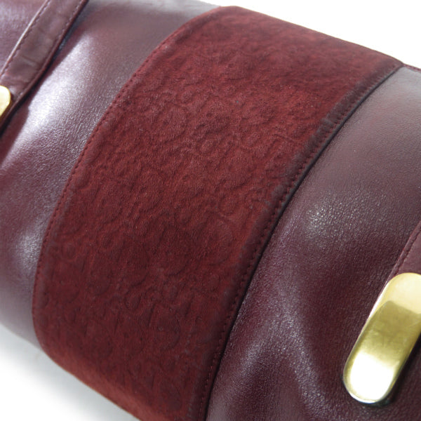 OLD Dior　トロッター柄ドラム型スエードミニボストン（ボルドー）