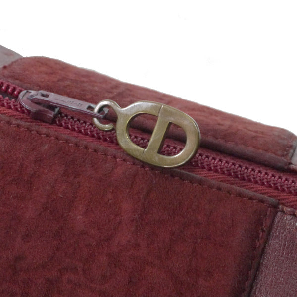 OLD Dior　トロッター柄ドラム型スエードミニボストン（ボルドー）