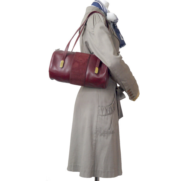 OLD Dior　トロッター柄ドラム型スエードミニボストン（ボルドー）