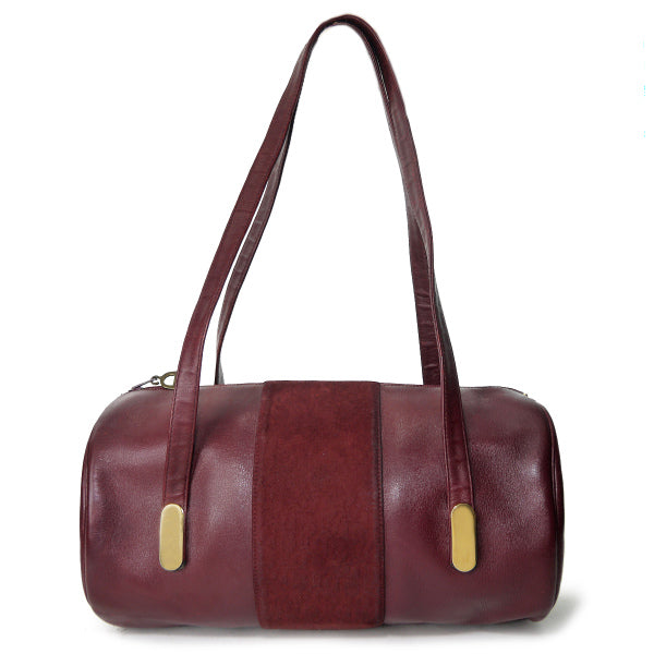 OLD Dior　トロッター柄ドラム型スエードミニボストン（ボルドー）