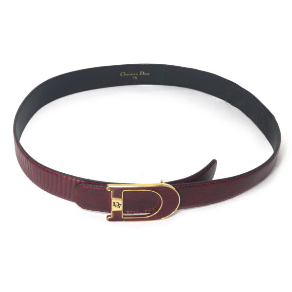 OLD Dior Dバックル リザードレザーベルト（ボルドー）
