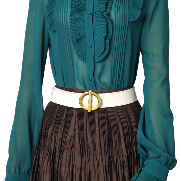 OLD Dior ラウンドCDバックル レザーベルト（白）