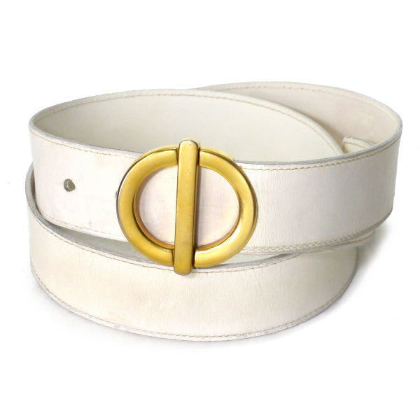OLD Dior ラウンドCDバックル レザーベルト（白）