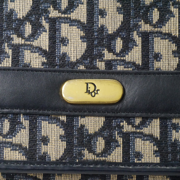 OLD Dior 　トロッター柄ロゴプレートチェーンバッグ（青）