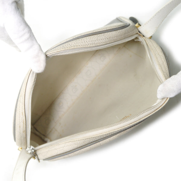 OLD Dior　ハニカム柄半円ショルダー（白×グレー）