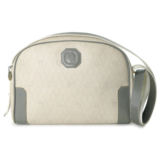 OLD Dior　ハニカム柄半円ショルダー（白×グレー）