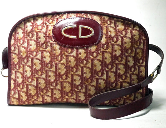 OLD Dior＜訳あり＞トロッター丸型ショルダー（赤系）