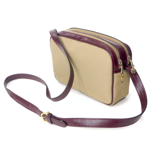 オールドセリーヌ　レザーコンビポシェット（ベージュ）