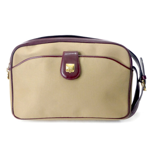 オールドセリーヌ　レザーコンビポシェット（ベージュ）