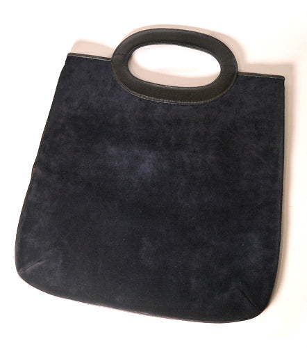 Old Celine　馬車ブリーフバッグ（スエード・濃紺）