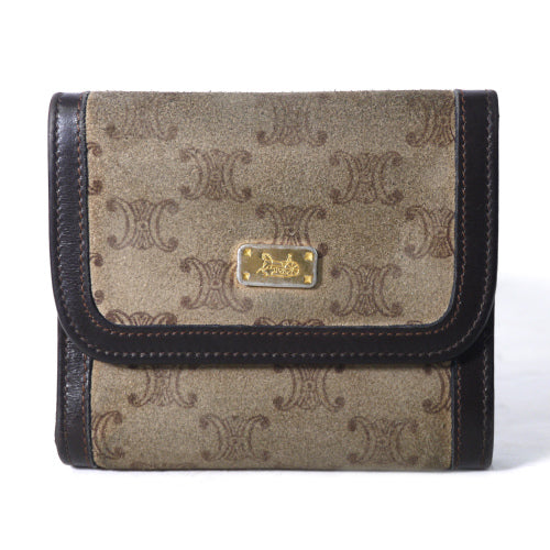 OLD CELINE マカダム柄スエード財布（ベージュ）