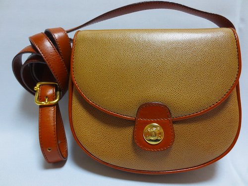 Old Celine総皮ポシェット（キャメル）