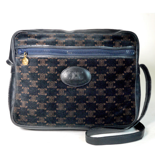 Old Celine　ブラゾン柄ショルダー（スエード・濃紺）
