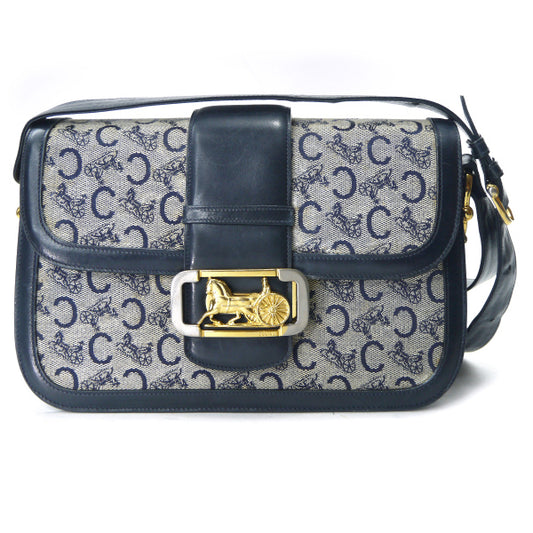 OLD CELINE 馬車金具ジャガード ワンショルダー（紺）