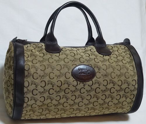 Old Celine（馬車柄）筒型ボストン（茶）