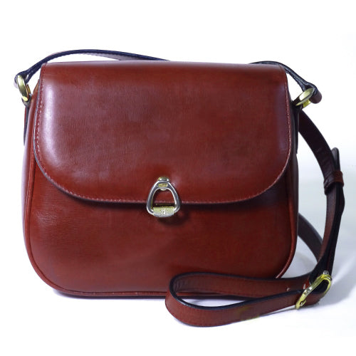 Old Celine 総皮ミニポシェット（ワインレッド）