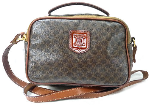 Old Celine　マカダム柄２Wayハンドバッグ(茶）