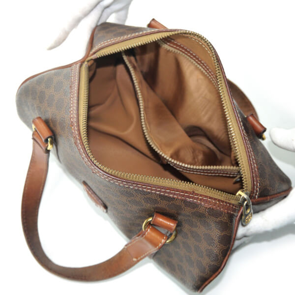 OLD CELINE　マカダム柄 ドラム型ミニボストン（茶）