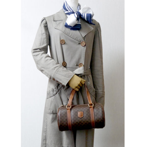 OLD CELINE　マカダム柄 ドラム型ミニボストン（茶）