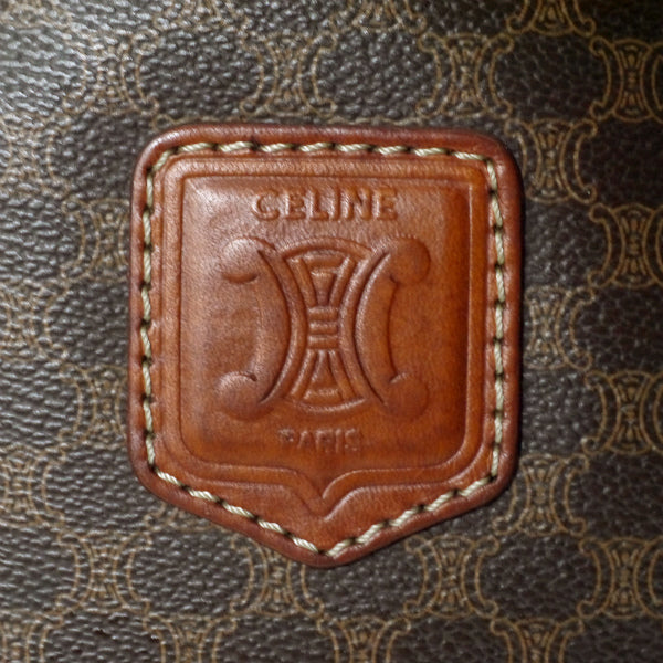 OLD CELINE　マカダム柄スクエアミニボストンバッグ（茶）