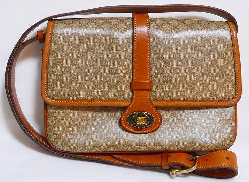 Old Celine マカダム柄斜め掛けショルダー（キャメル）