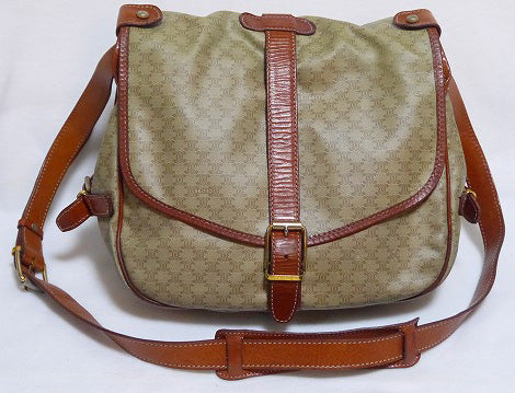 Old Celine　両面デザイン斜め掛けショルダー(マカダム柄・キャメル)