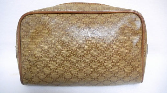 Old Celine　マカダム柄ポーチ(茶)