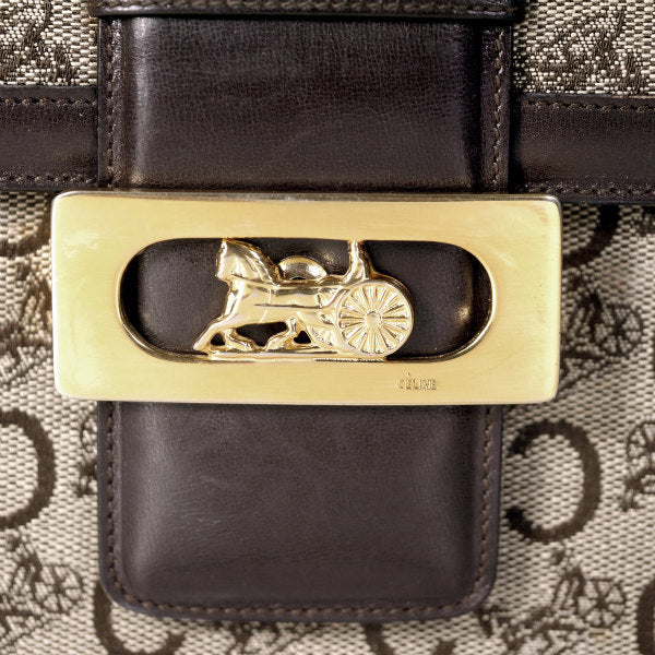 OLD CELINE 馬車金具ジャガード ワンショルダー（茶）