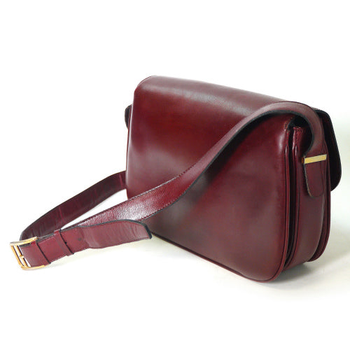 Old Celine　総皮斜め掛けショルダー（ワインレッド）