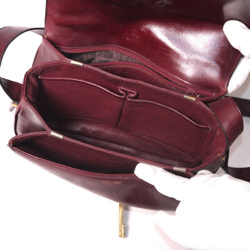 Old Celine　総皮斜め掛けショルダー（ワインレッド）