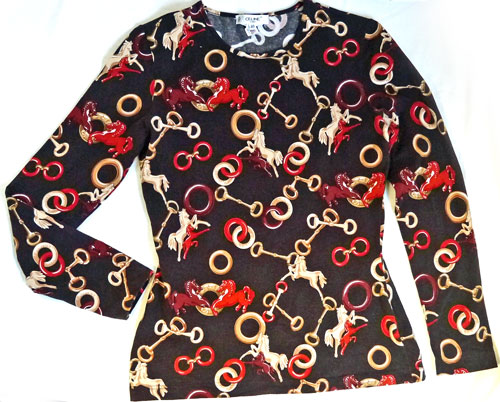 OLD CELINE　ビット×ホース柄カットソー（茶）