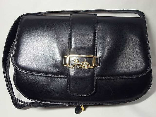 Old Celine 馬車金具ショルダー（黒総皮）