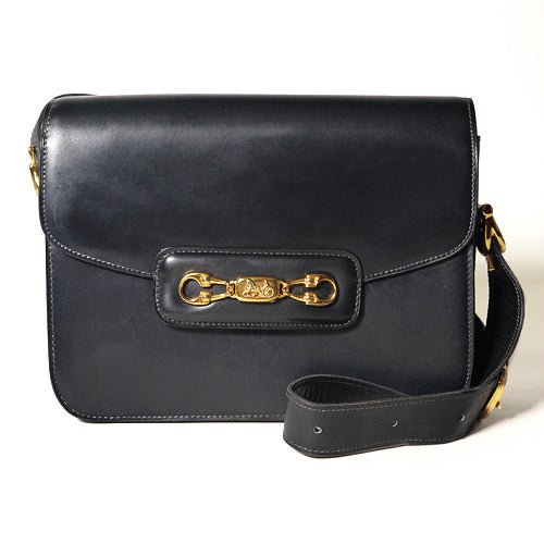 Old Celine 馬車金具ショルダー（黒総皮）