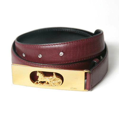 Old Celine　ヴィンテージ本革ベルト（ボルドー）