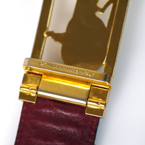 OLD CELINE　馬車バックル リバーシブルベルト（黒/バーガンディ）