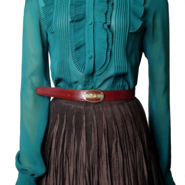 OLD CELINE　馬車バックル リバーシブルベルト（黒/ボルドー）