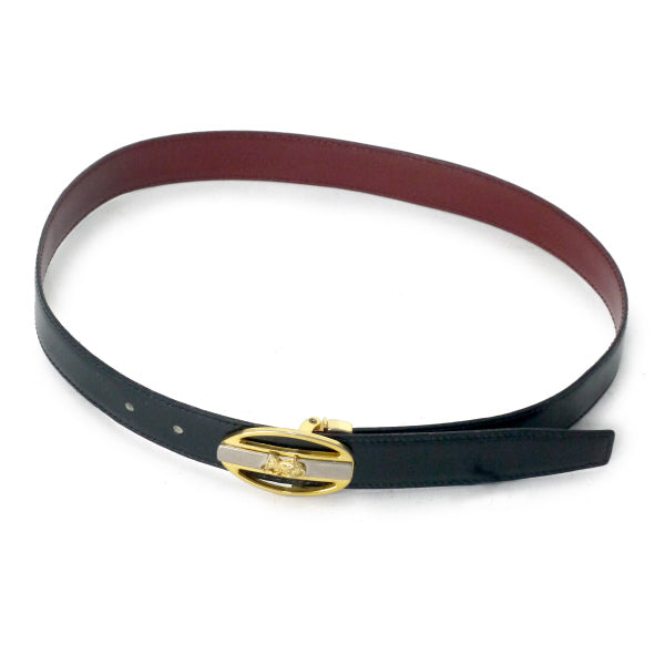 OLD CELINE　馬車バックル リバーシブルベルト（黒/ボルドー）