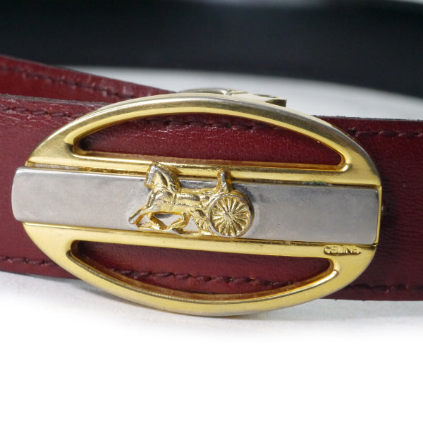 OLD CELINE　馬車バックル リバーシブルベルト（黒/ボルドー）