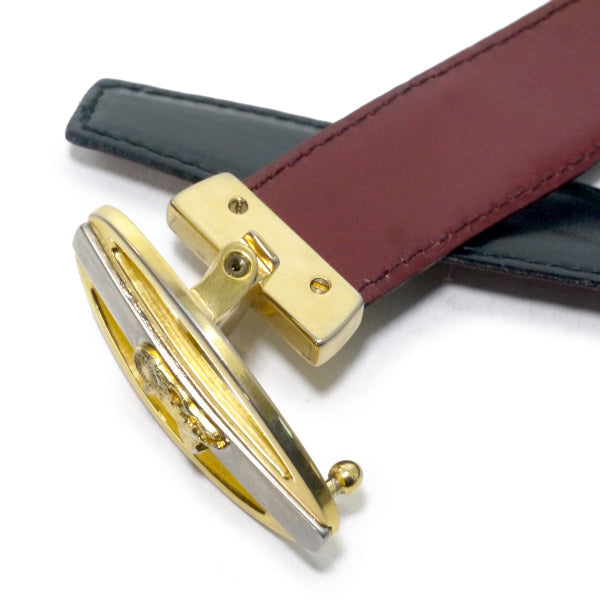 OLD CELINE　馬車バックル リバーシブルベルト（黒/ボルドー）