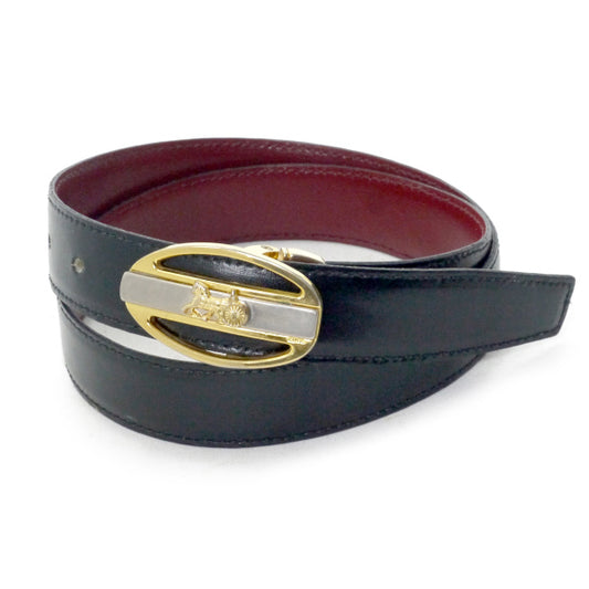 OLD CELINE　馬車バックル リバーシブルベルト（黒/ボルドー）
