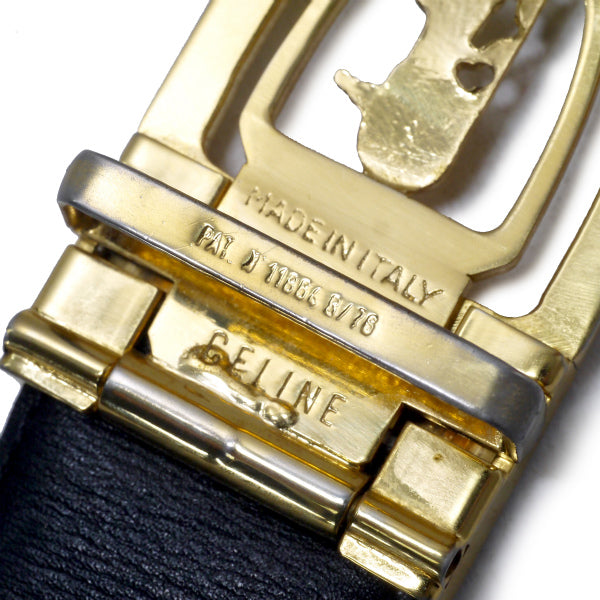OLD CELINE　馬車バックル リバーシブルベルト（黒/茶）