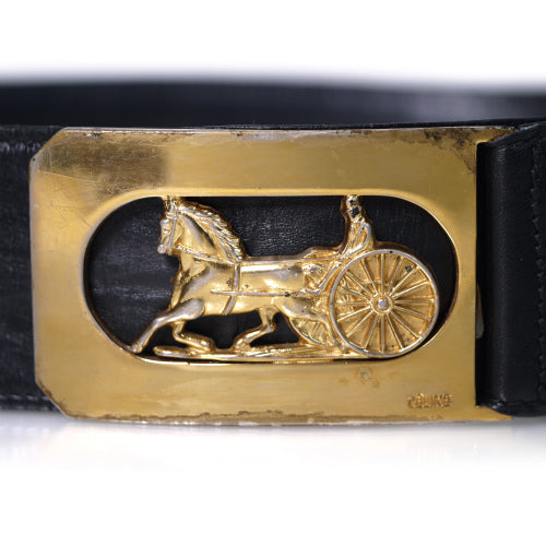 OLD CELINE　ヴィンテージ 馬車本革ベルト（黒・太）