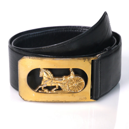 OLD CELINE　ヴィンテージ 馬車本革ベルト（黒・太）