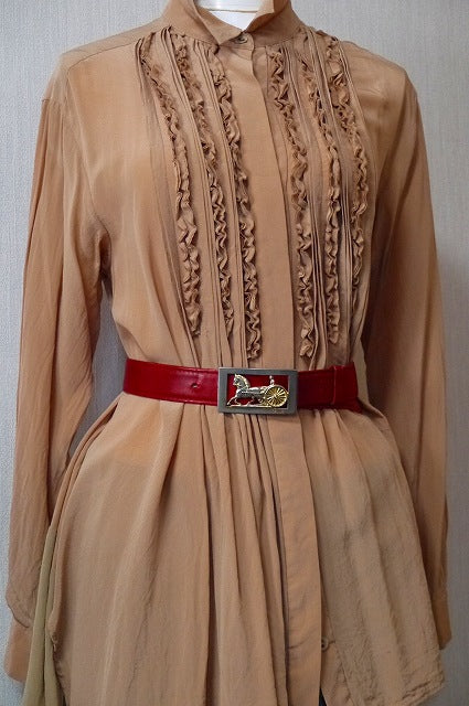 Old Celine　ヴィンテージ 馬車本革ベルト（赤）