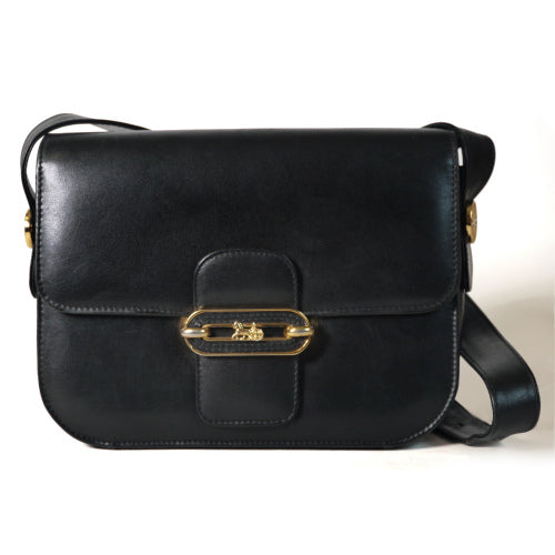 Old Celine 馬車金具ショルダー（黒総皮）