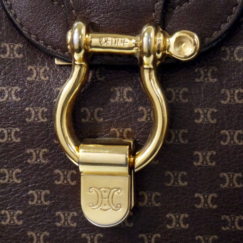 Old Celine　レトロ!マカダム柄斜めがけショルダー(濃茶）